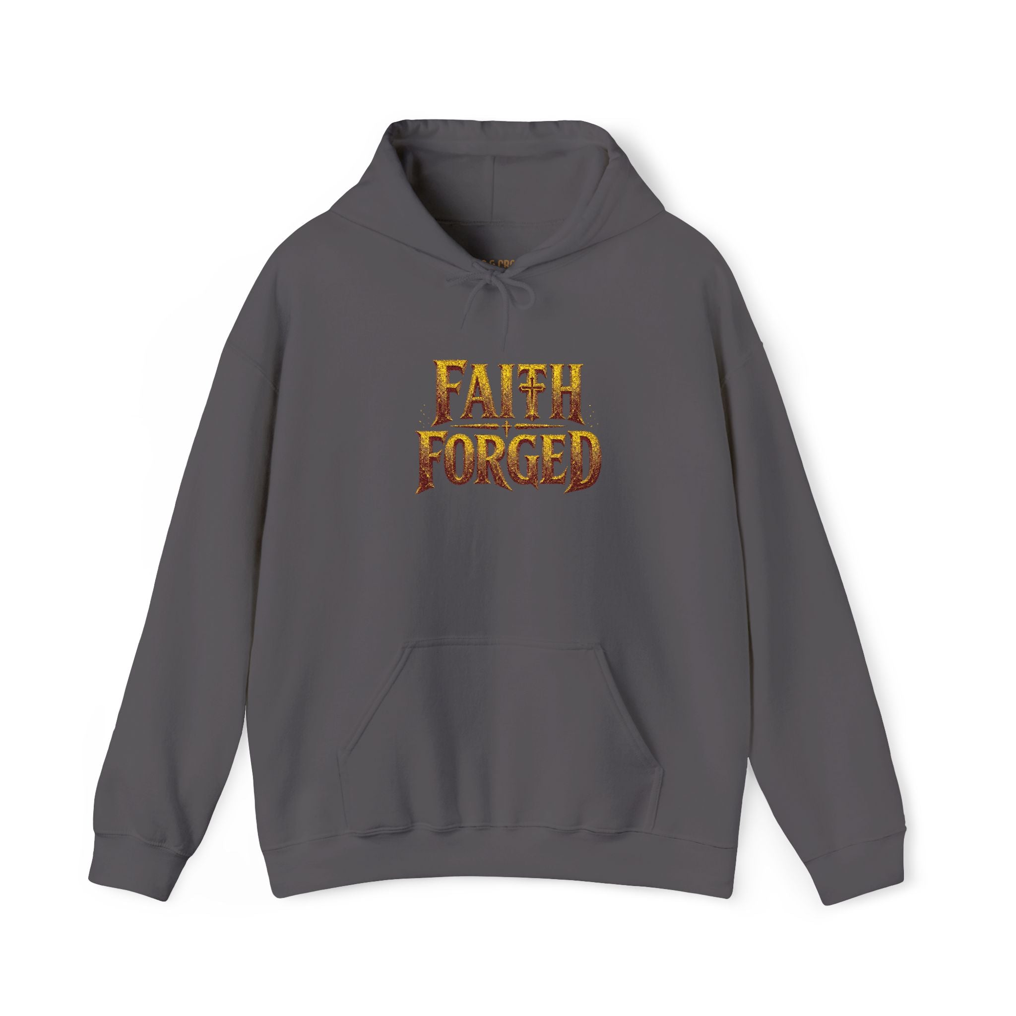 Faith Forged Embroidered Hoodie — Christian Inspirational Pullover