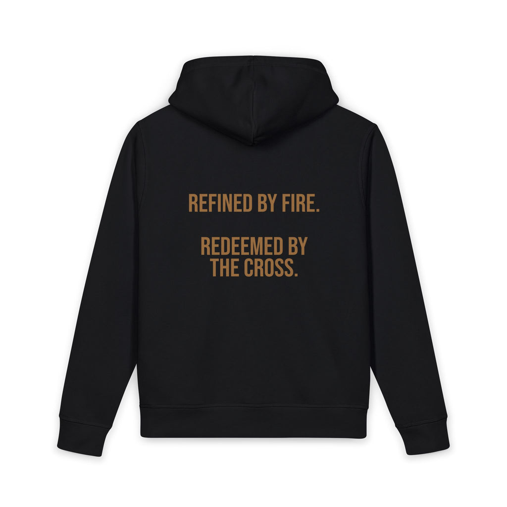 Abstract Metallic Cross Hoodie — Minimalist Artistic Pullover