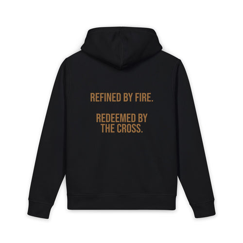 Abstract Metallic Cross Hoodie — Minimalist Artistic Pullover