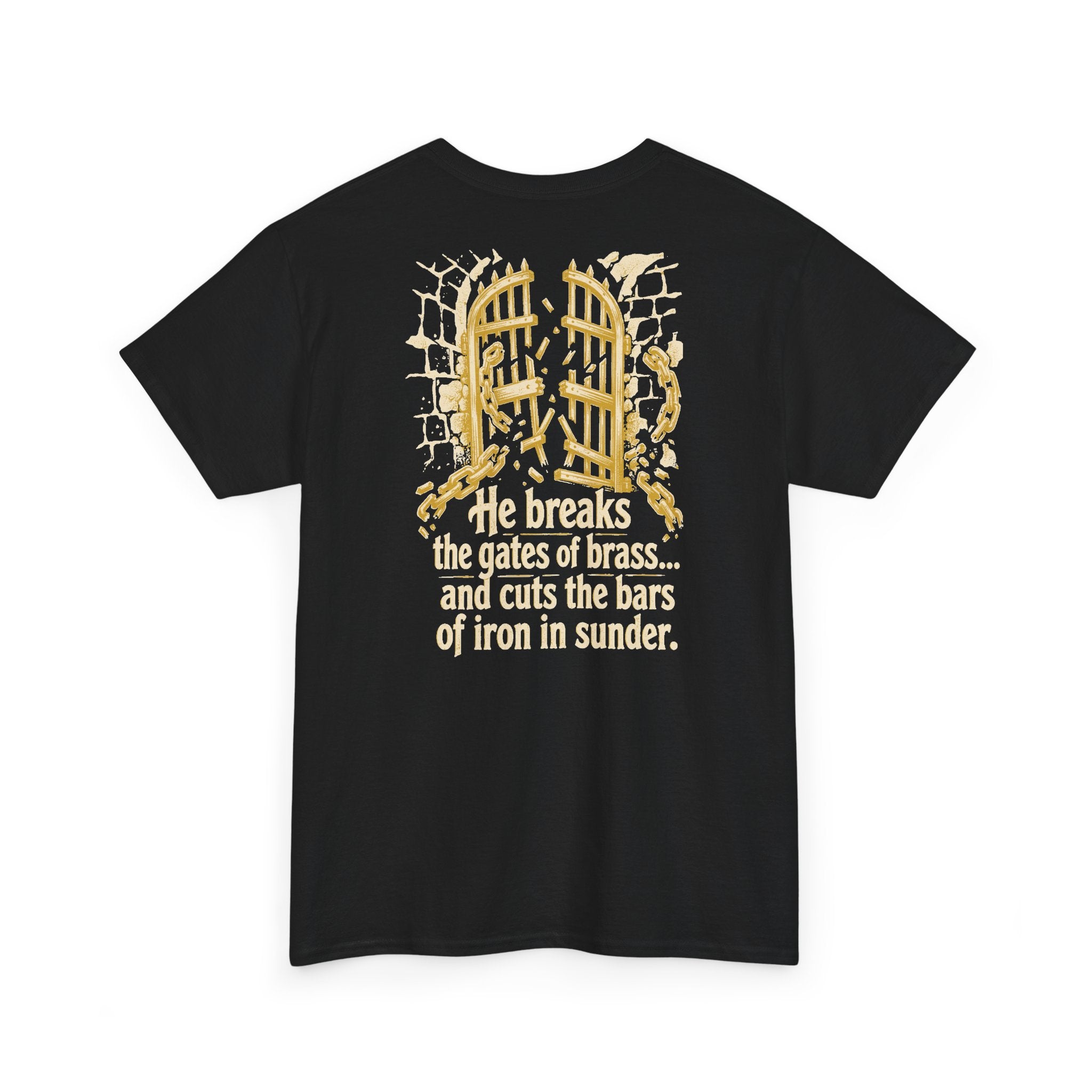 "He Breaks the Gates of Brass" Vintage Scripture T‑Shirt