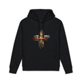 Abstract Metallic Cross Hoodie — Minimalist Artistic Pullover