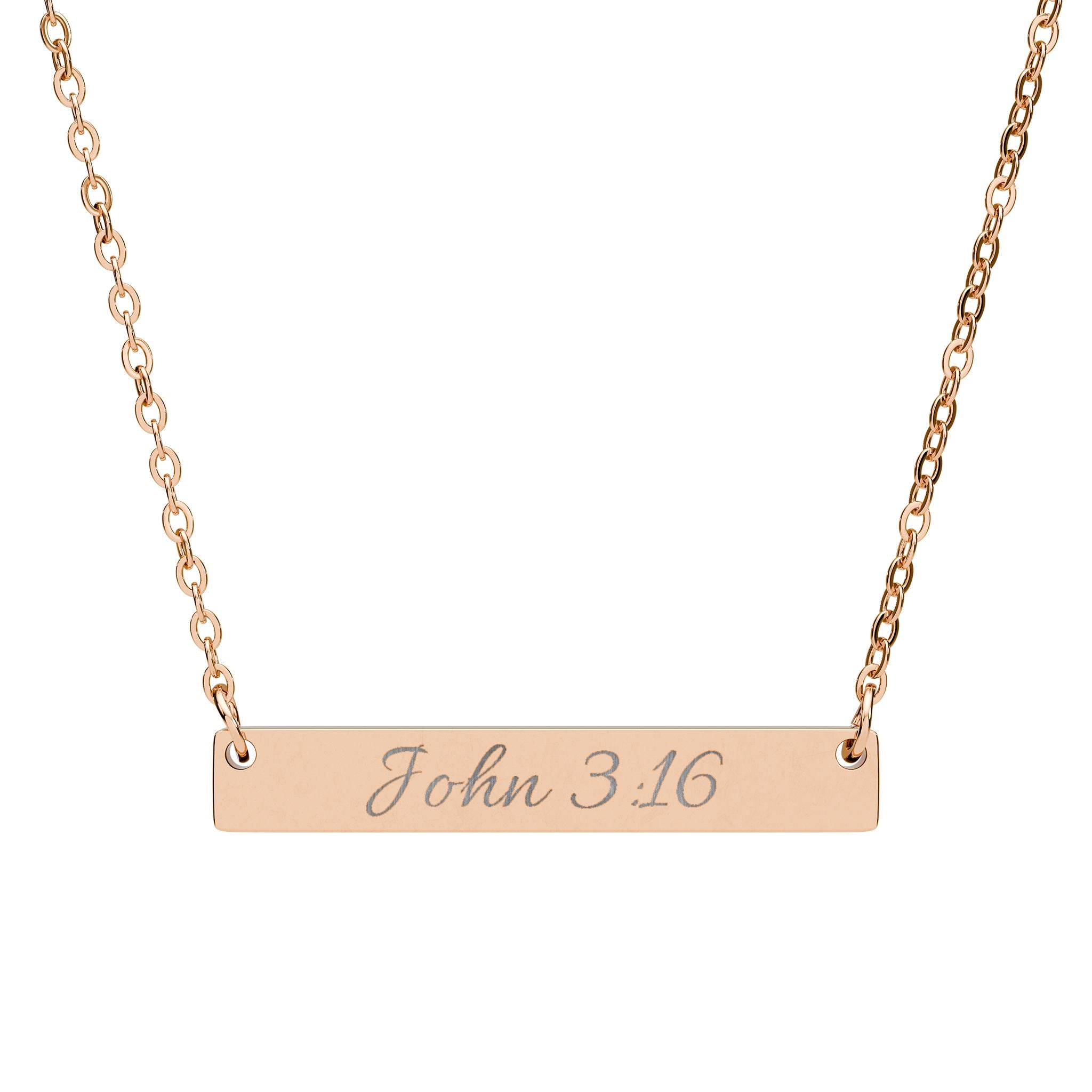 Engraved John 3:16 Horizontal Bar Necklace