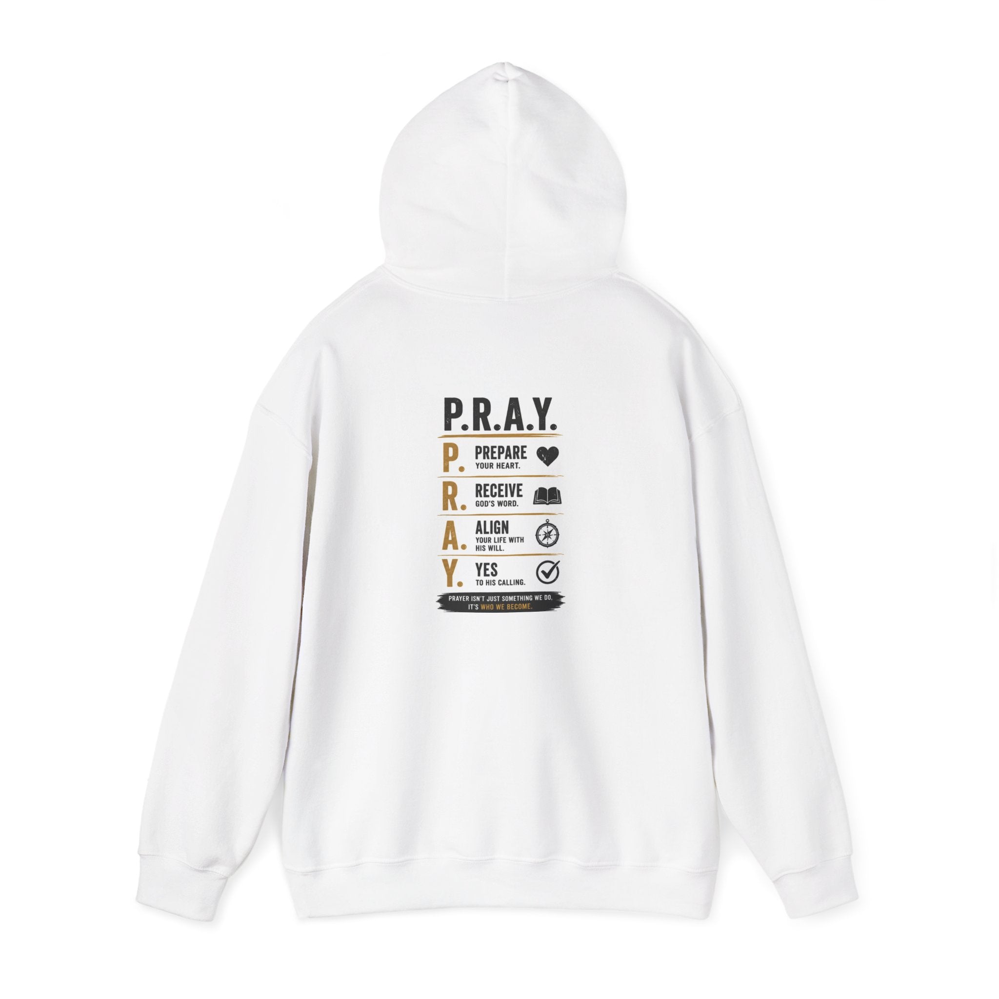 P.R.A.Y. Hoodie – Christian Prayer Steps Sweatshirt (Prepare • Receive • Align • Yes)
