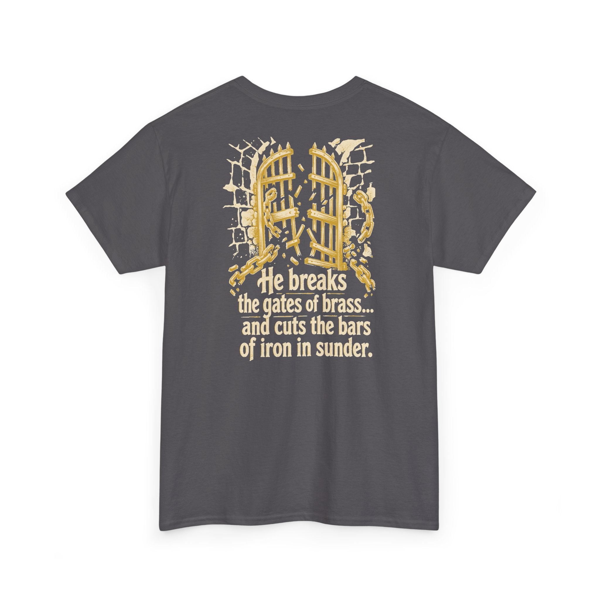 "He Breaks the Gates of Brass" Vintage Scripture T‑Shirt