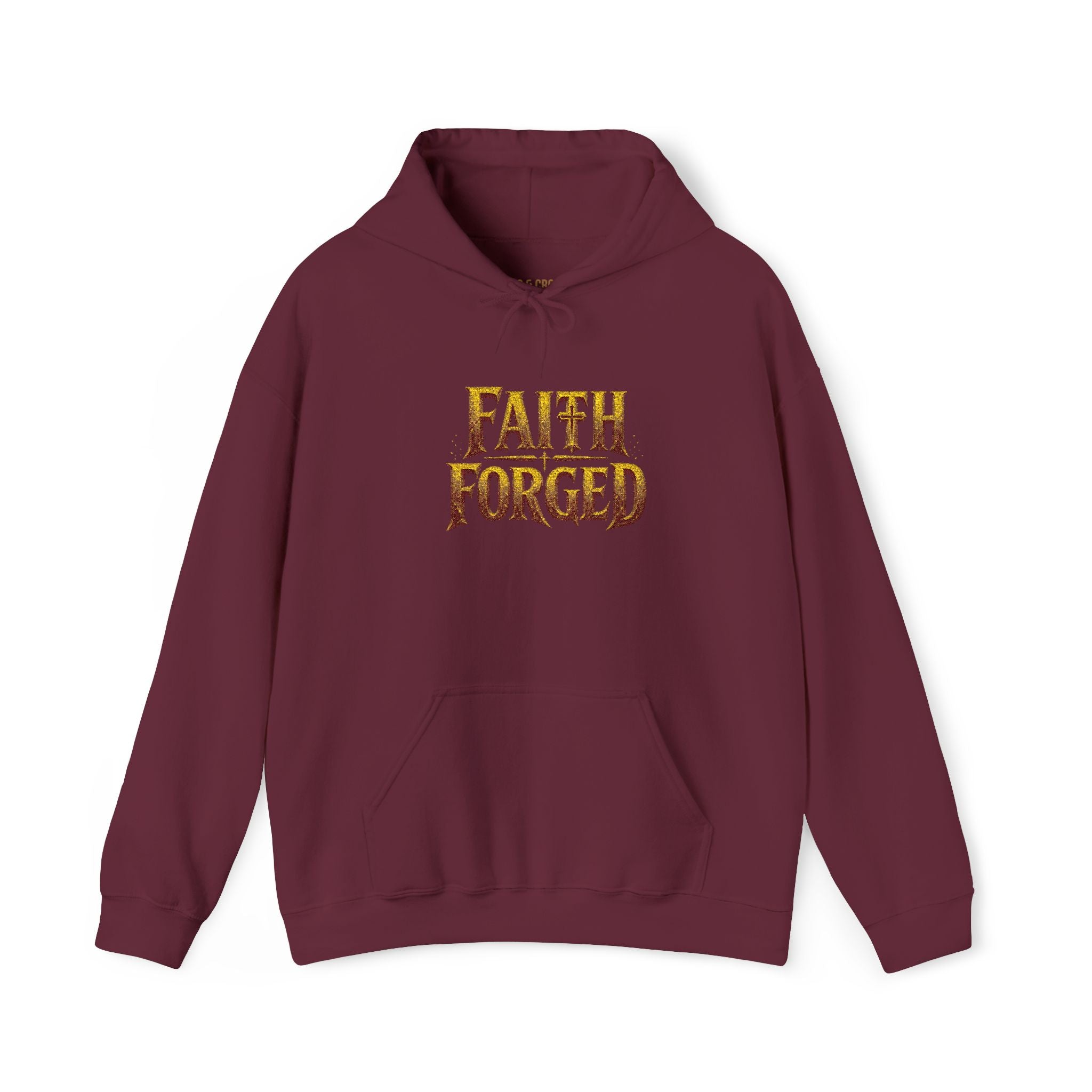 Faith Forged Embroidered Hoodie — Christian Inspirational Pullover