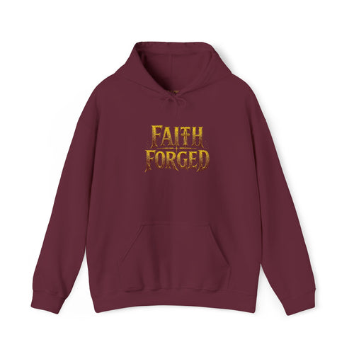 Faith Forged Embroidered Hoodie — Christian Inspirational Pullover