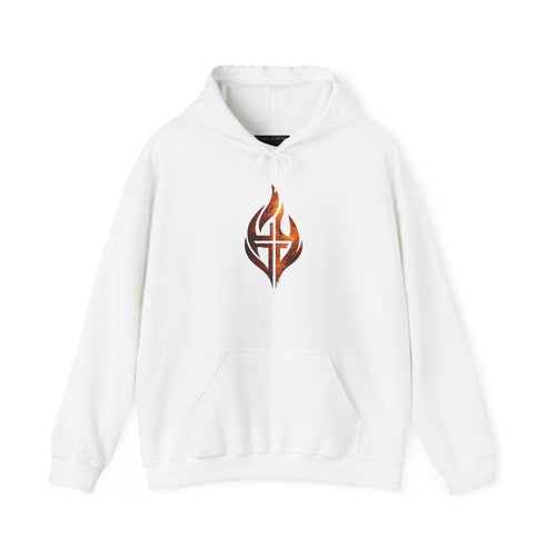 Christian Flame Cross Hoodie — "Refined by Fire. Redeemed by the Cross."