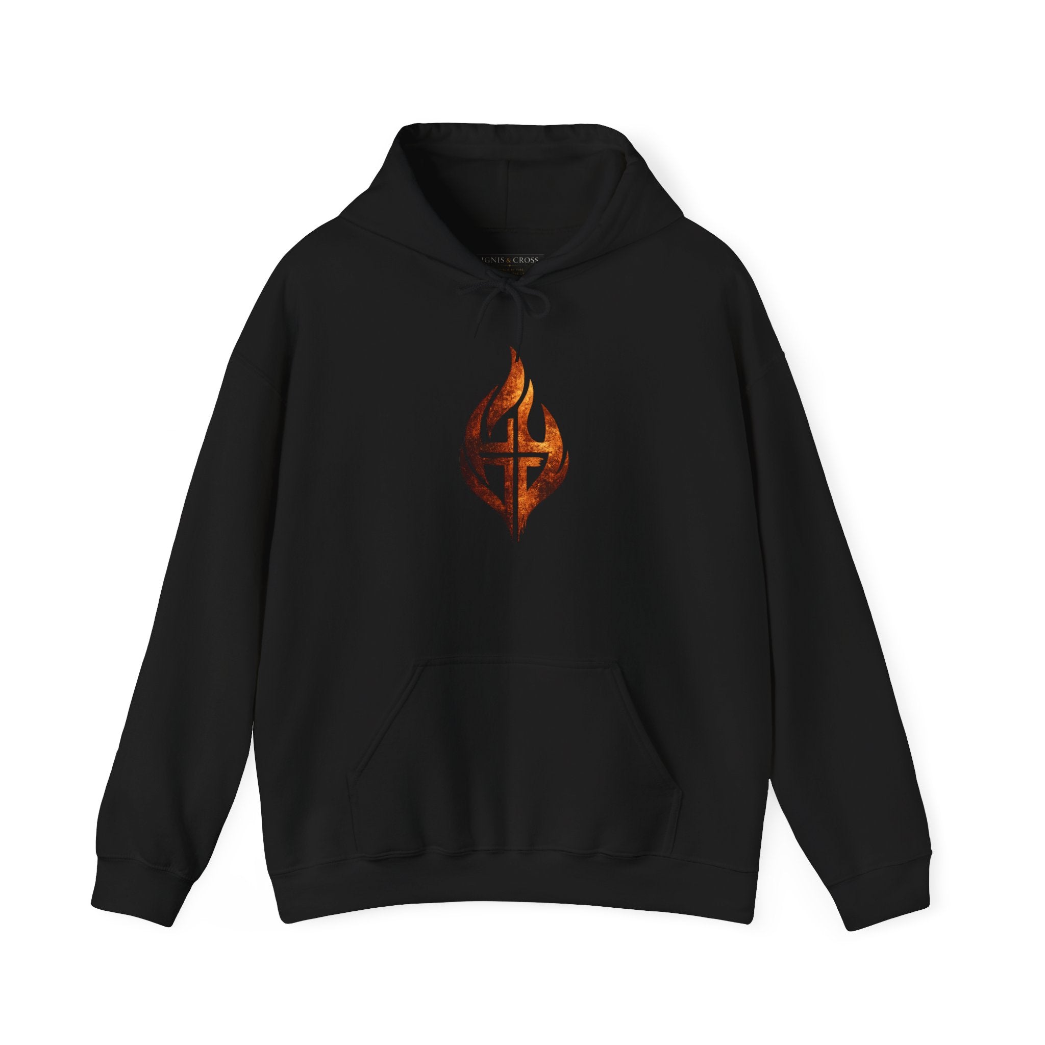 Christian Flame Cross Hoodie — "Refined by Fire. Redeemed by the Cross."