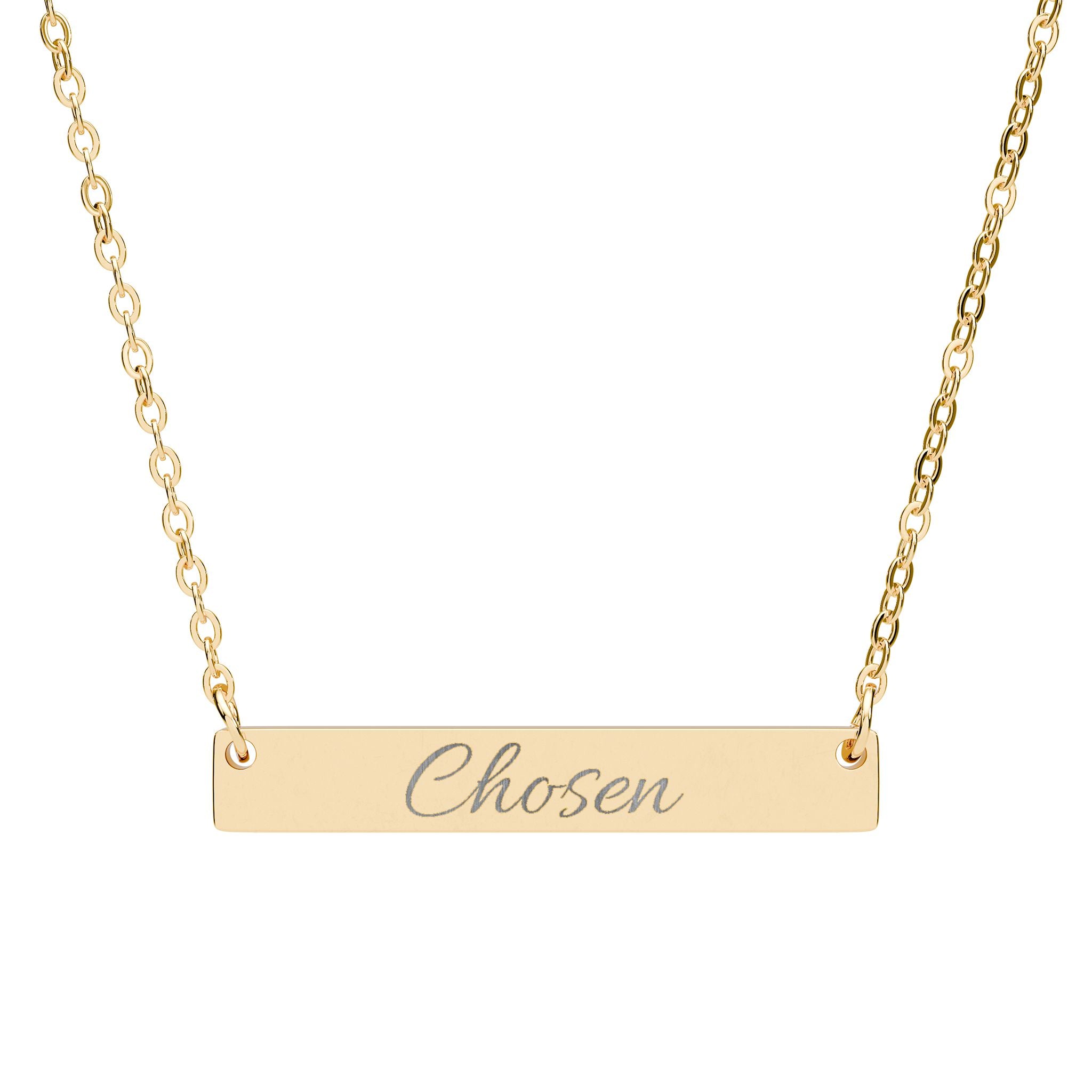 Engraved "Chosen" Bar Necklace — Horizontal Name Pendant