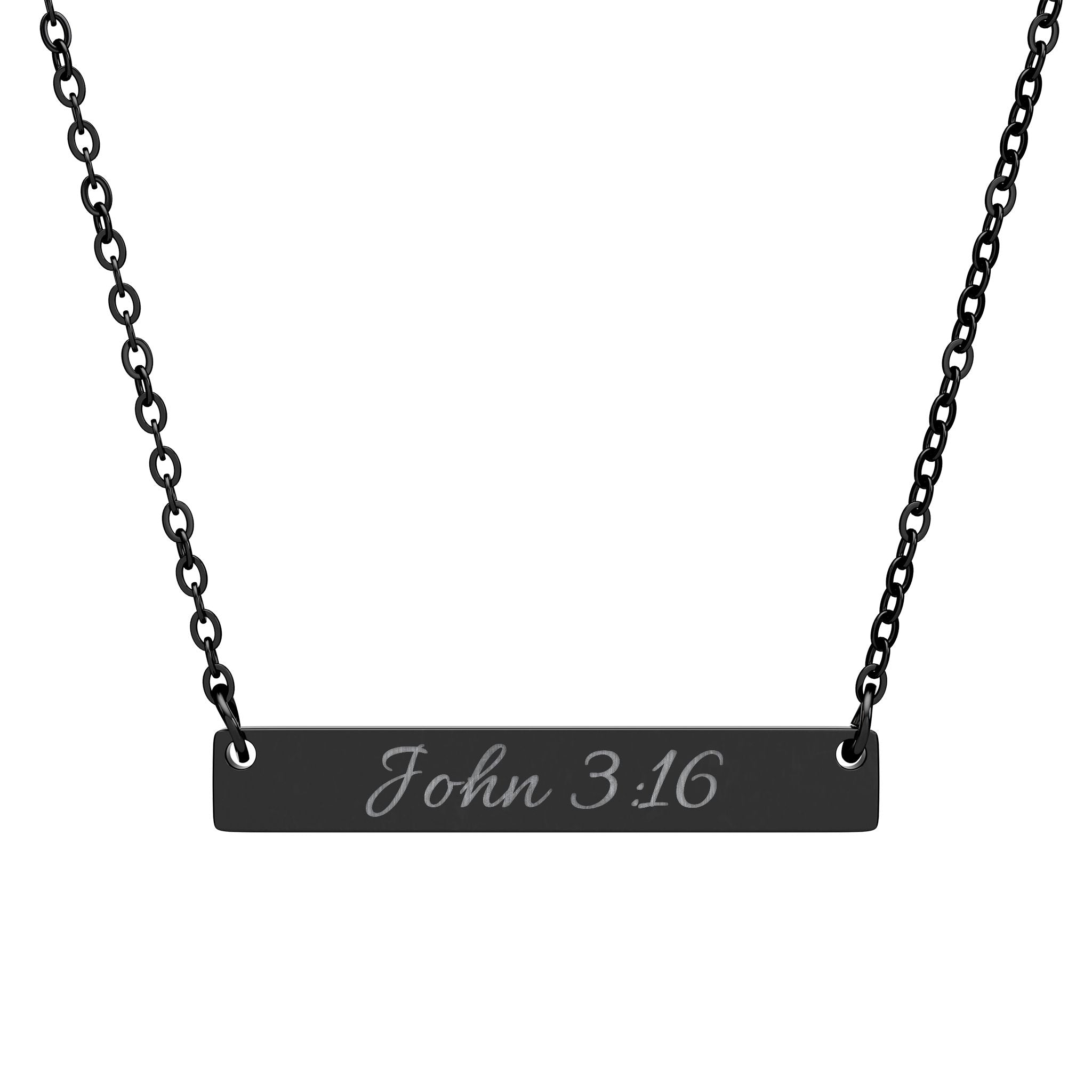 Engraved John 3:16 Horizontal Bar Necklace