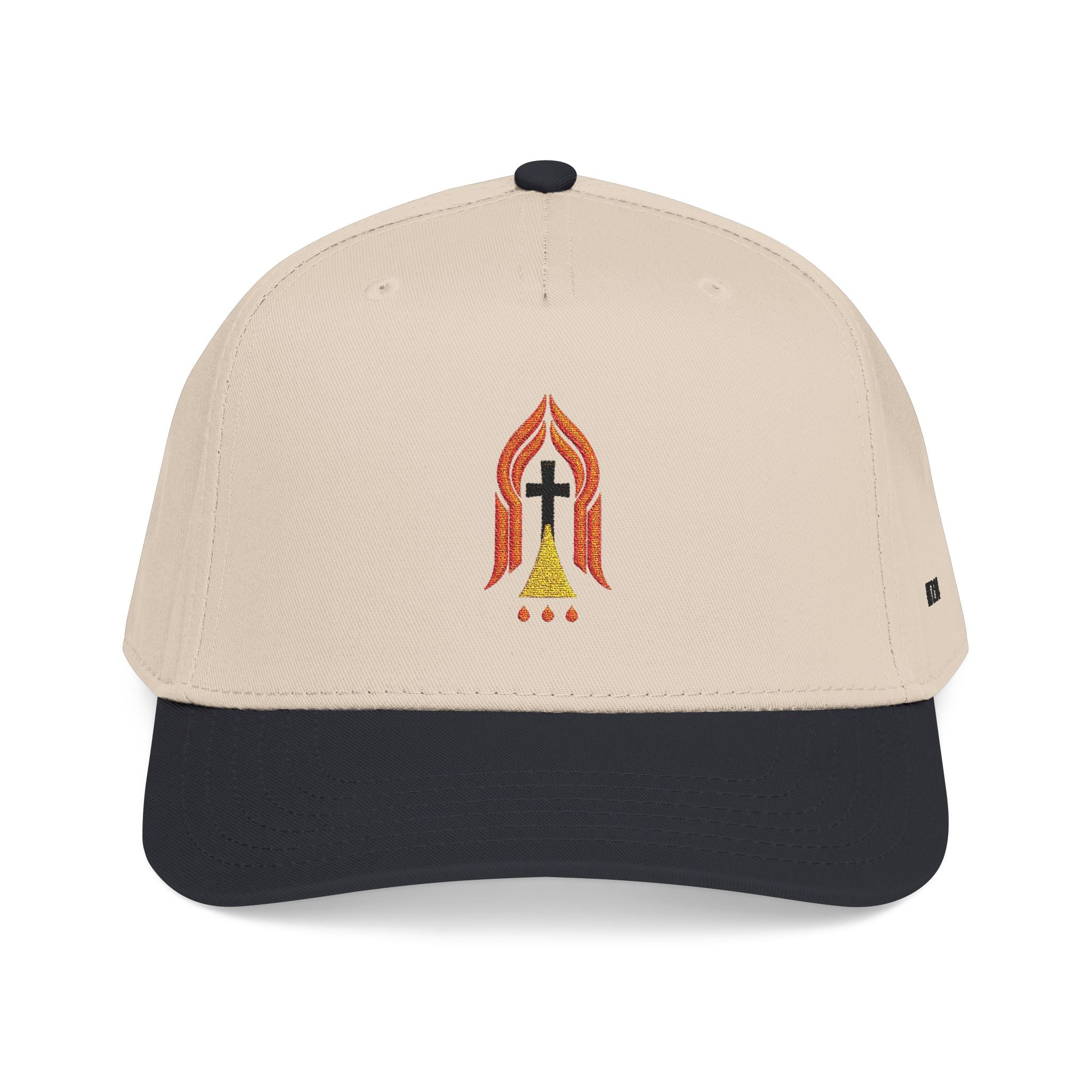 Embroidered 'The Narrow Way' Faith Baseball Cap — MT 7:14 Cross & Flame