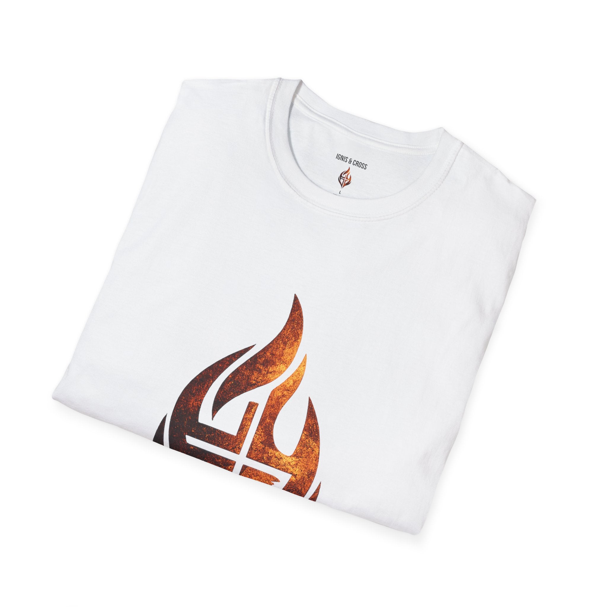 Flame Cross T-Shirt — Fiery Christian Faith Tee
