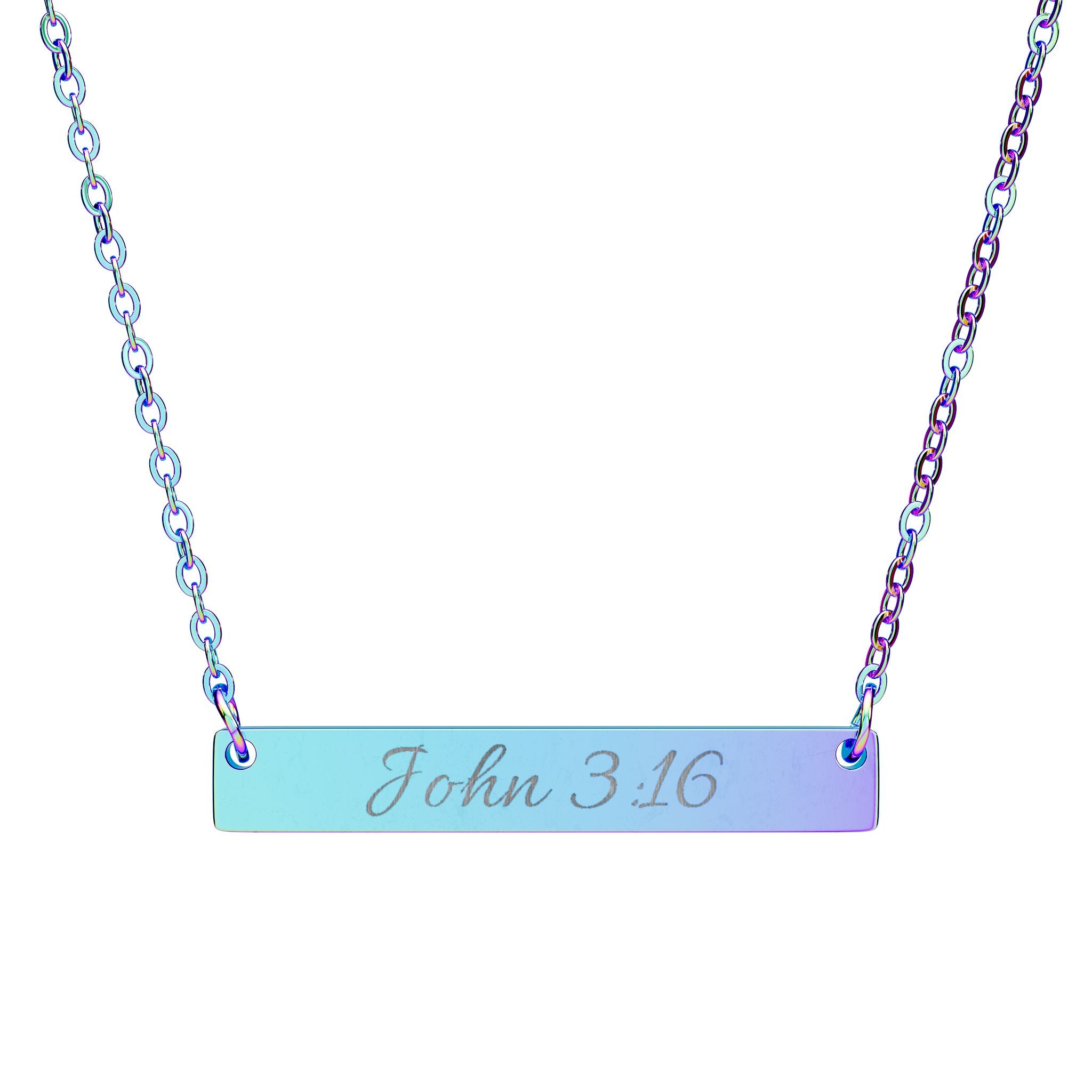 Engraved John 3:16 Horizontal Bar Necklace
