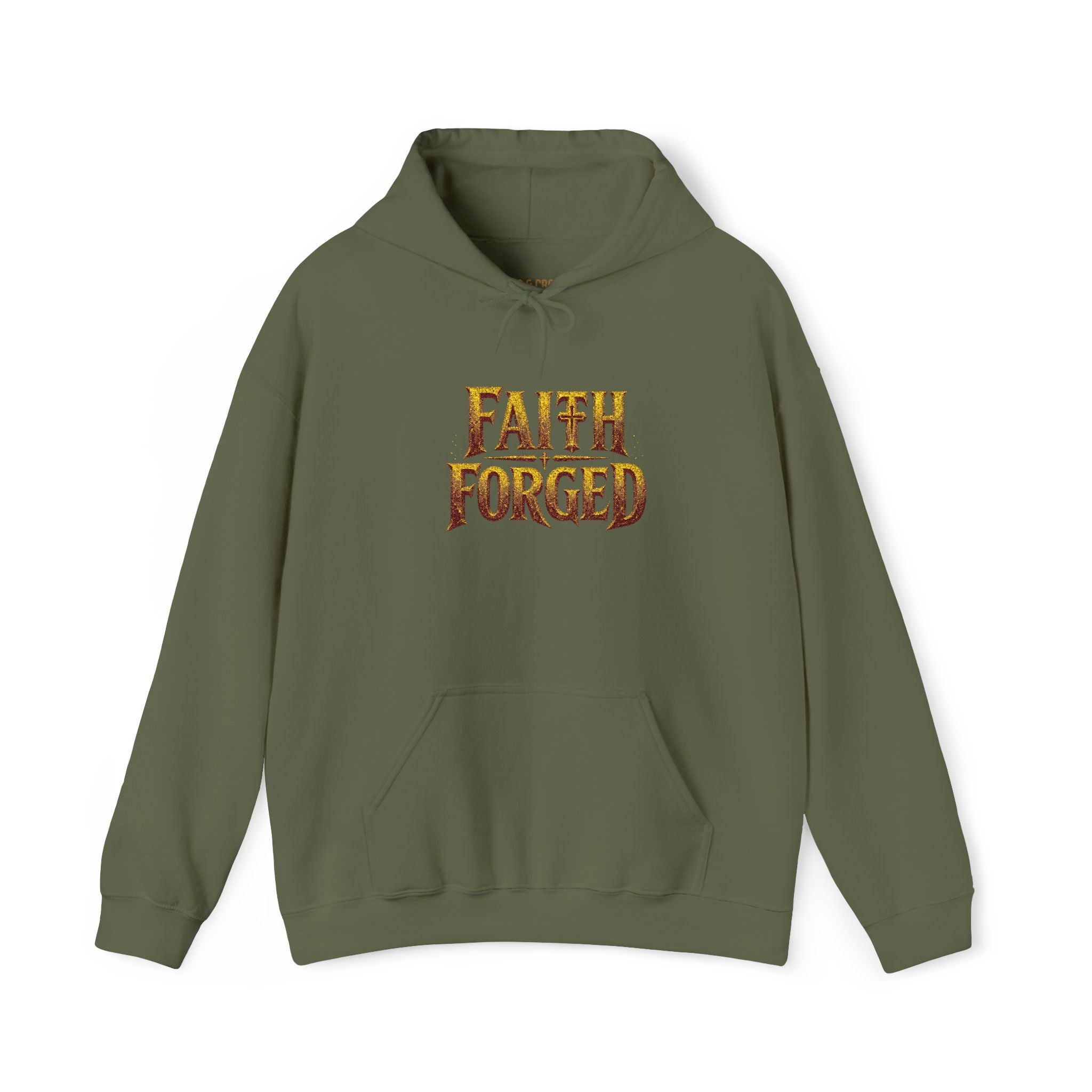 Faith Forged Embroidered Hoodie — Christian Inspirational Pullover