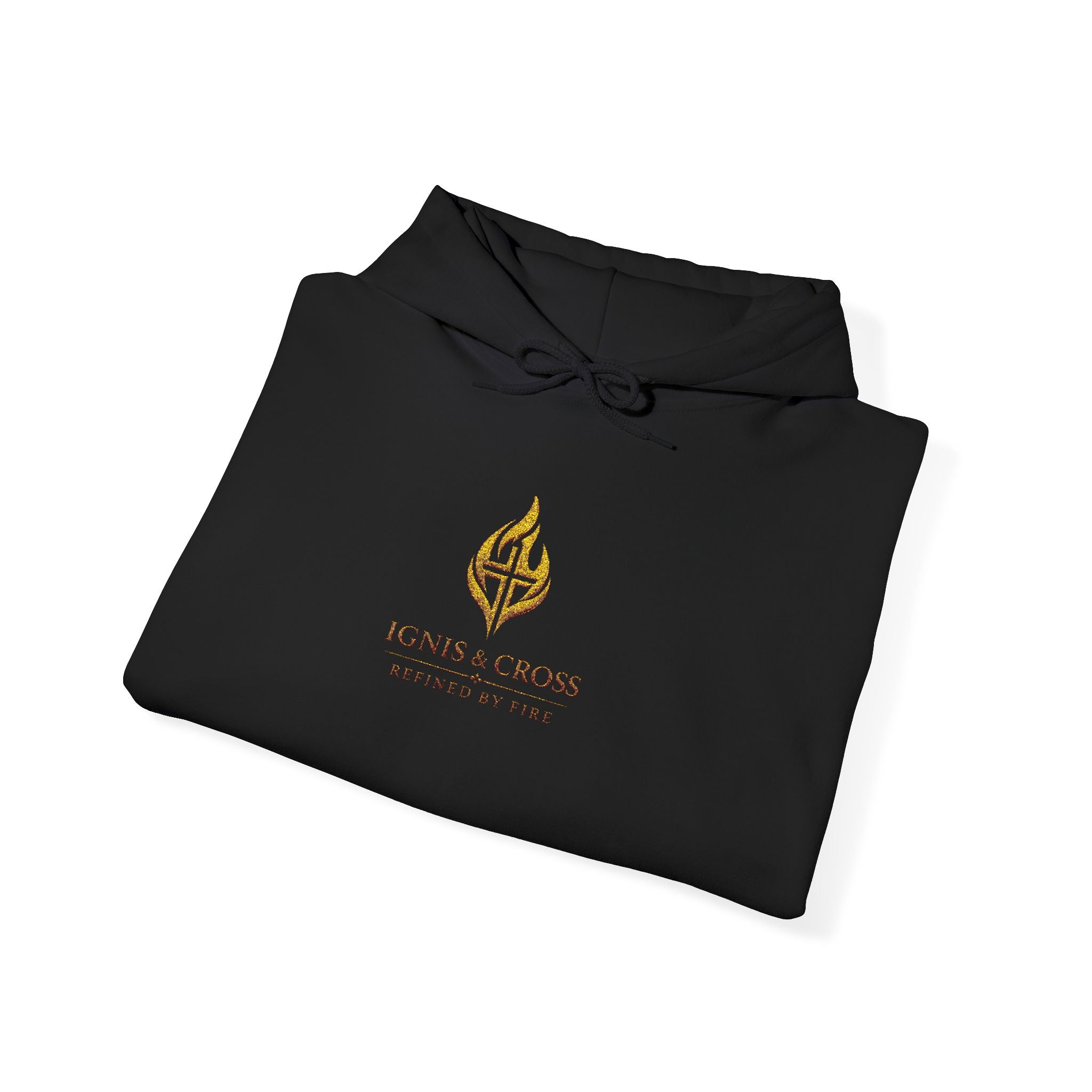 Hoodie — Golden Flame Crest Logo "Ignis Aeterna" Minimalist Hoodie