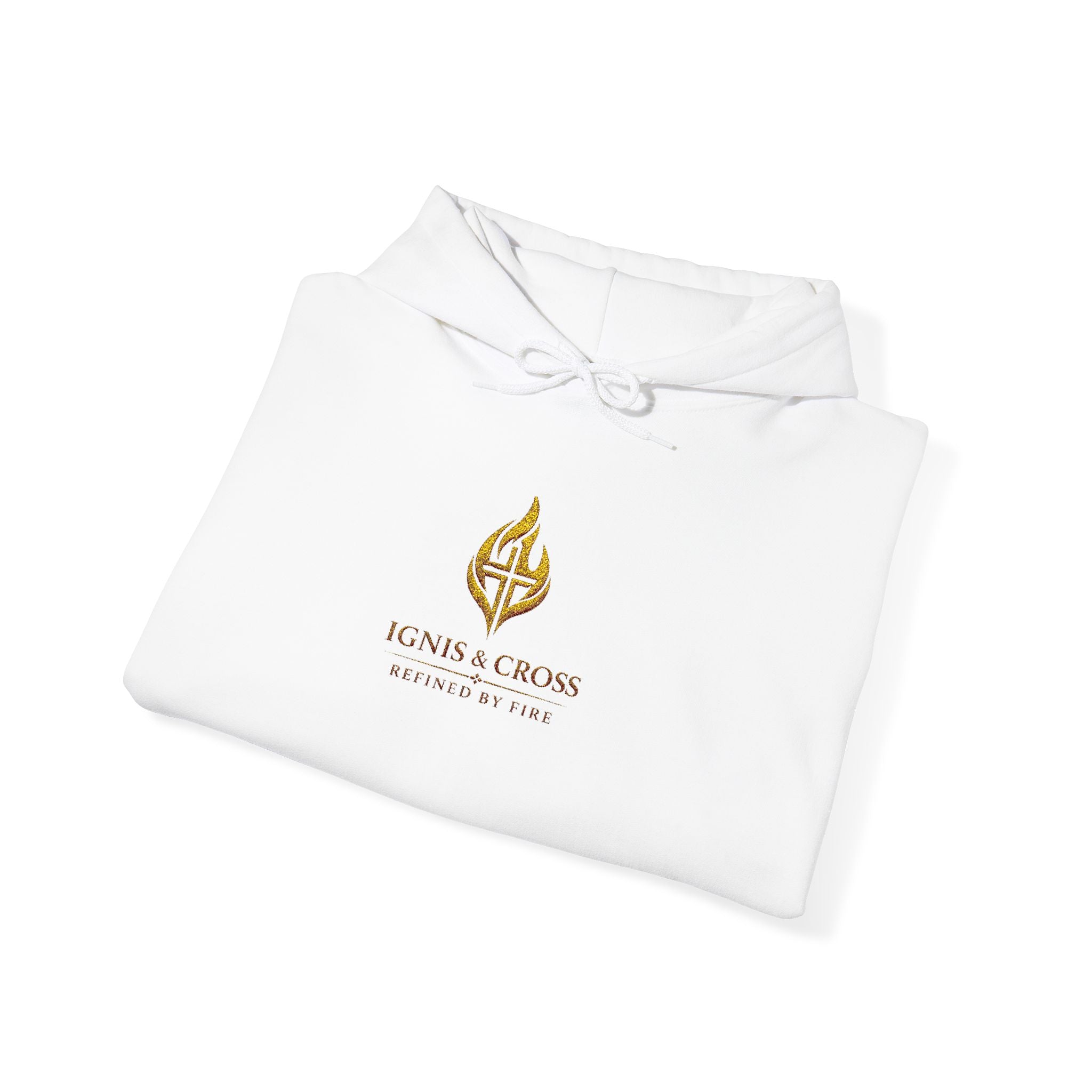 Hoodie — Golden Flame Crest Logo "Ignis Aeterna" Minimalist Hoodie