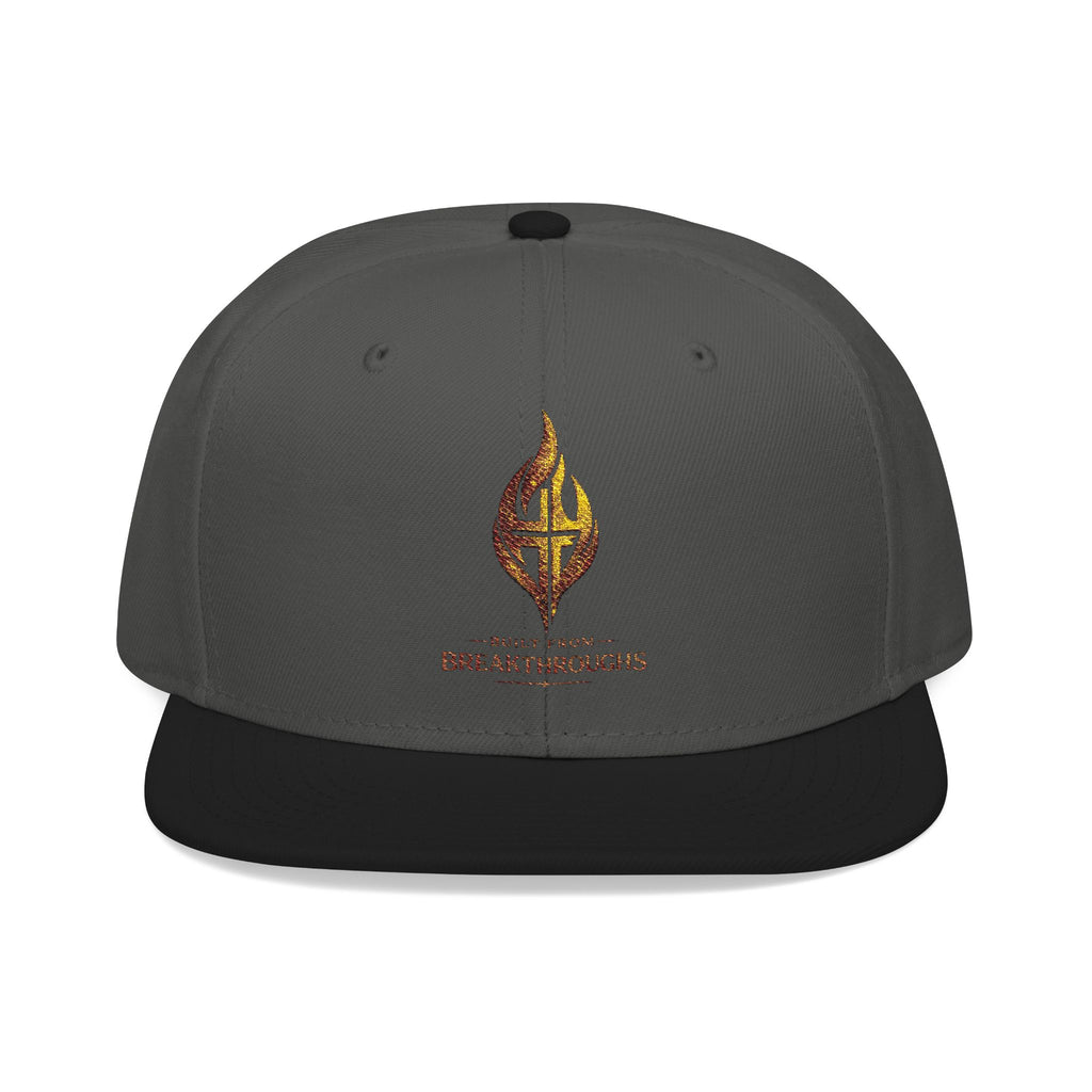 Embroidered Flame Logo Snapback Hat — Streetwear Trucker Cap