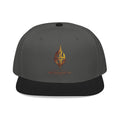 Embroidered Flame Logo Snapback Hat — Streetwear Trucker Cap