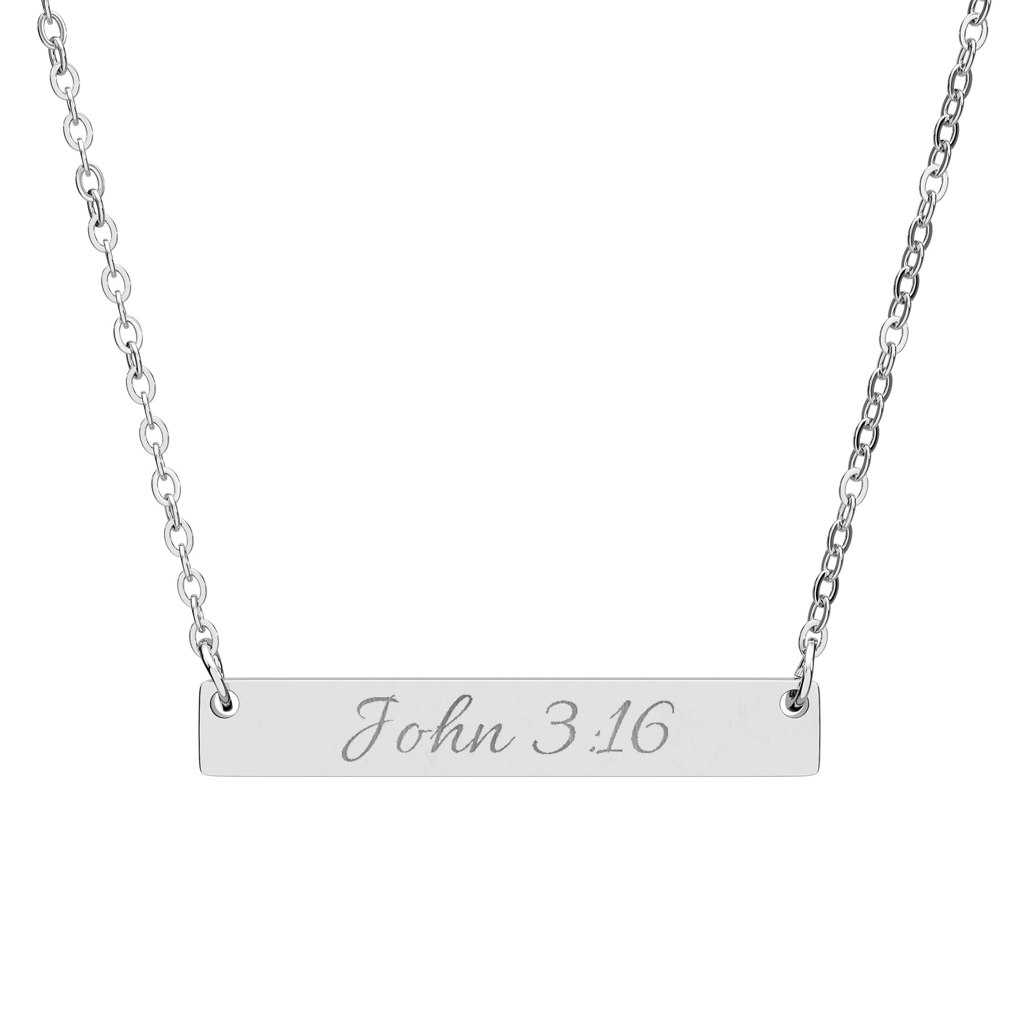 Engraved John 3:16 Horizontal Bar Necklace