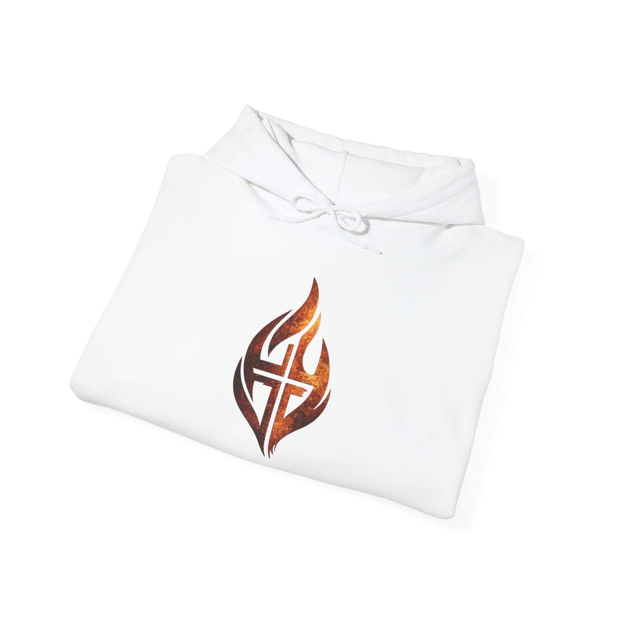 Christian Flame Cross Hoodie — "Refined by Fire. Redeemed by the Cross."
