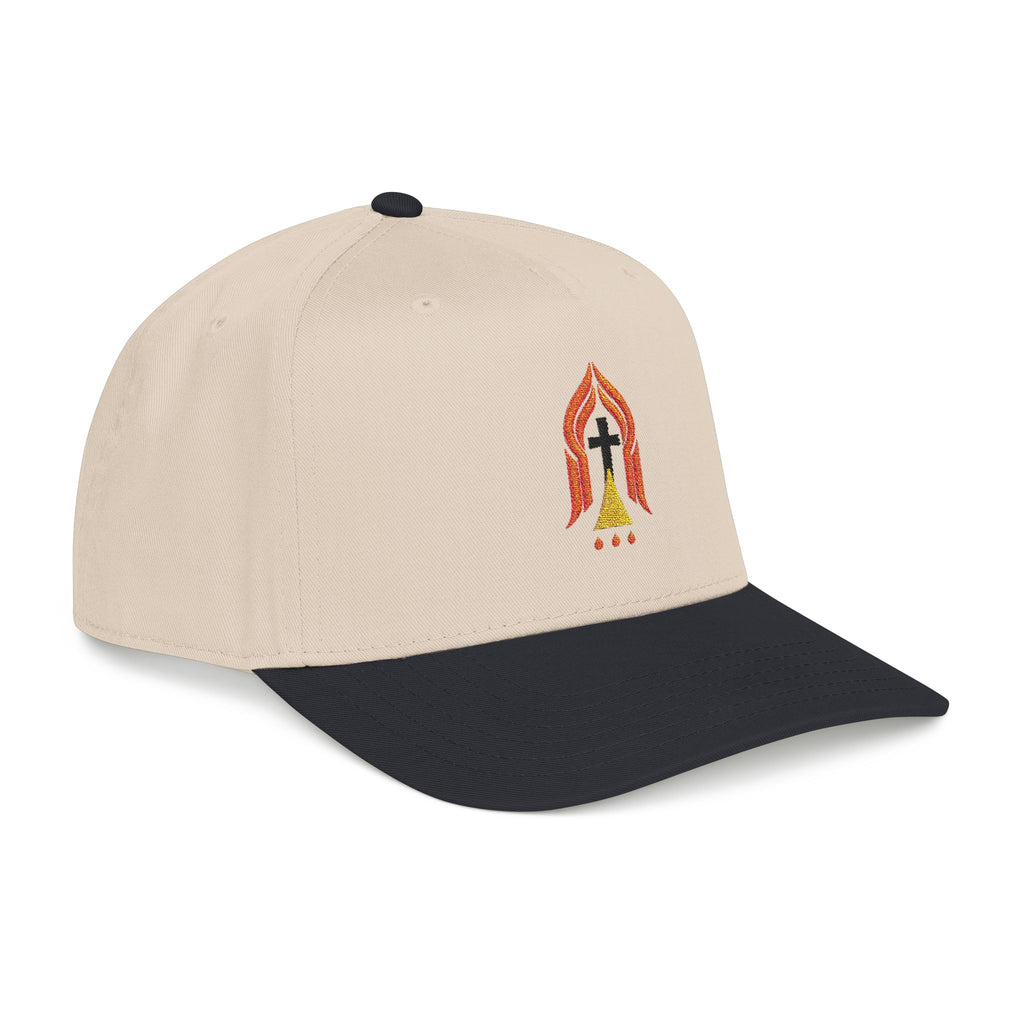Embroidered 'The Narrow Way' Faith Baseball Cap — MT 7:14 Cross & Flame