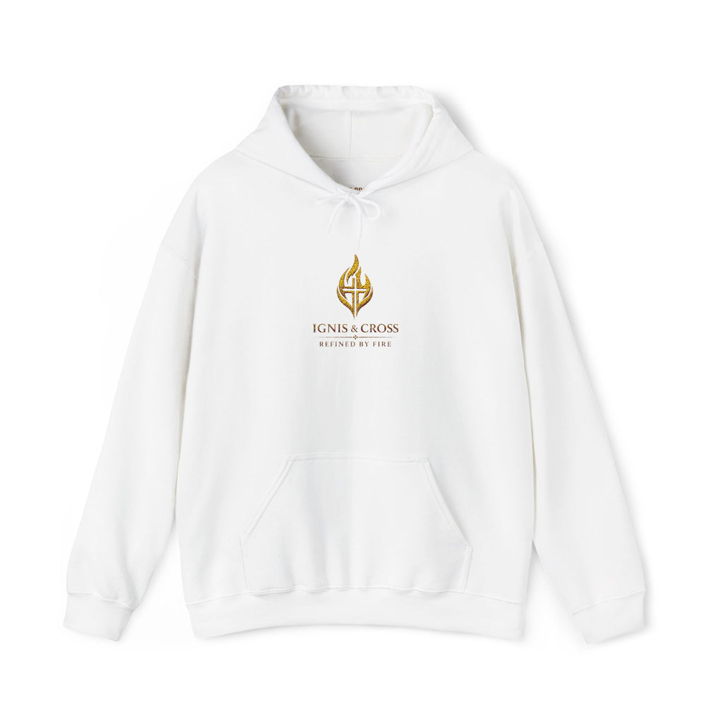 Hoodie — Golden Flame Crest Logo "Ignis Aeterna" Minimalist Hoodie