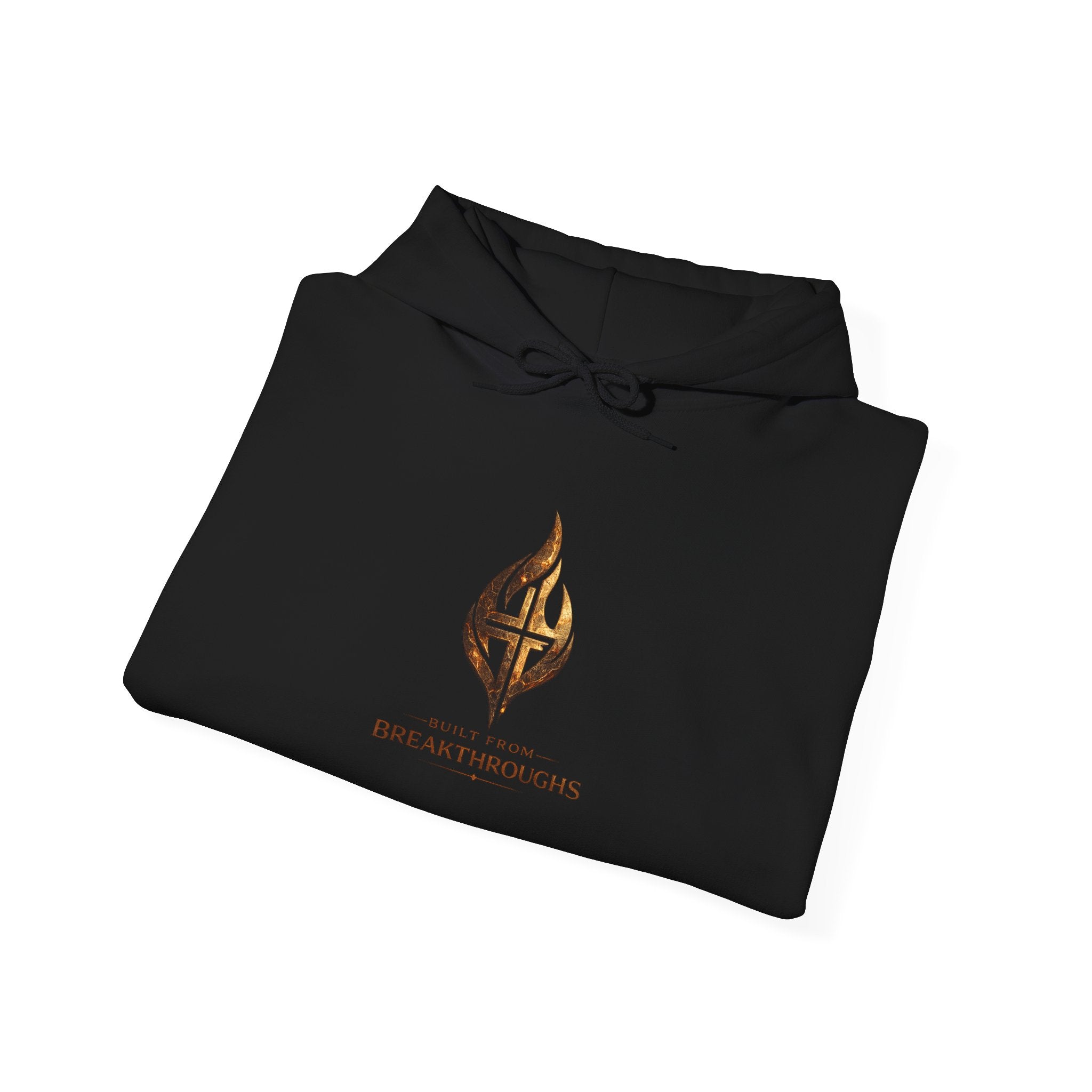 Flame Crest Hoodie — Medieval Emblem Graphic Hooded Sweatshirt