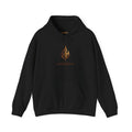 Flame Crest Hoodie — Medieval Emblem Graphic Hooded Sweatshirt