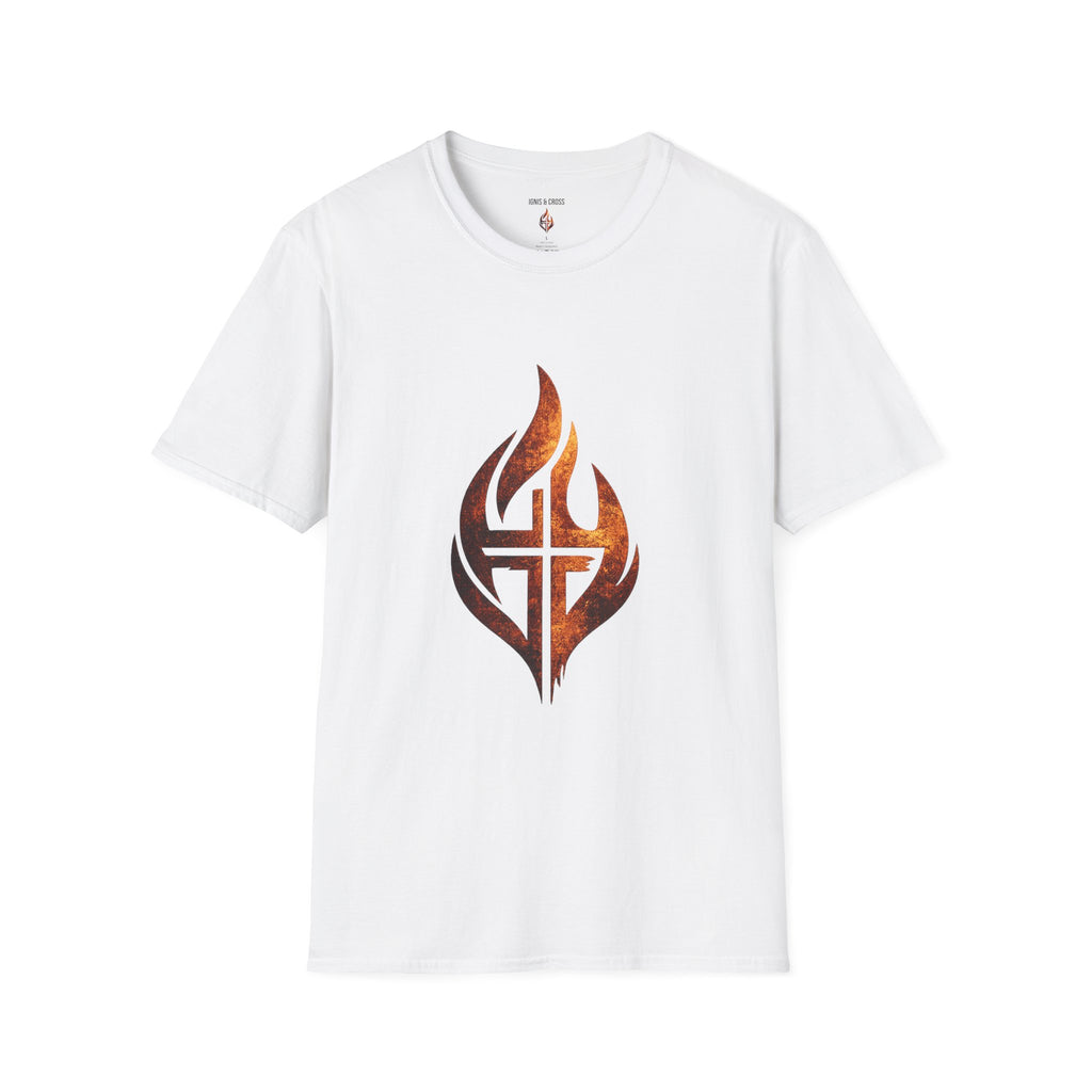 Flame Cross T-Shirt — Fiery Christian Faith Tee