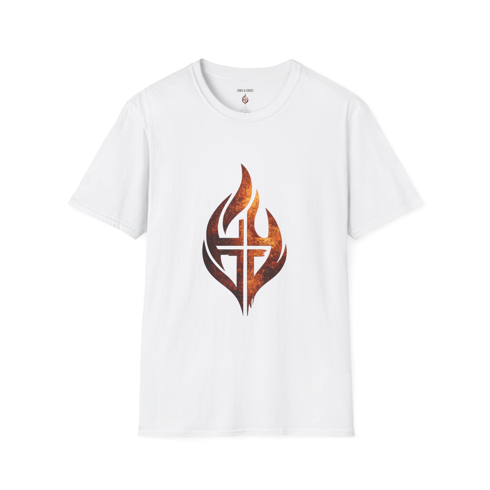 Flame Cross T-Shirt — Fiery Christian Faith Tee