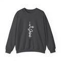 Jesus Embroidered Heartbeat Crewneck Sweatshirt — Vertical Script Faith Sweatshirt