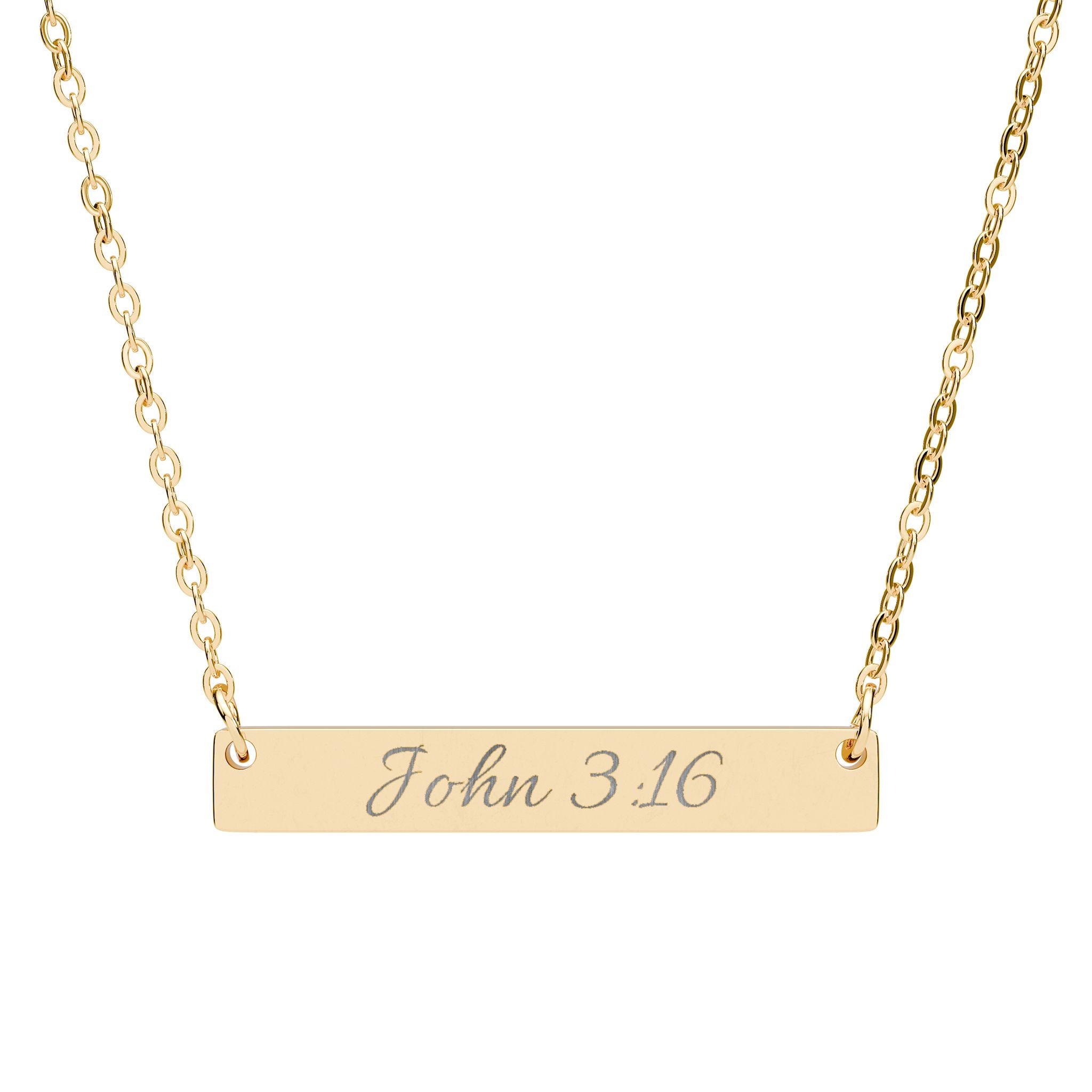 Engraved John 3:16 Horizontal Bar Necklace