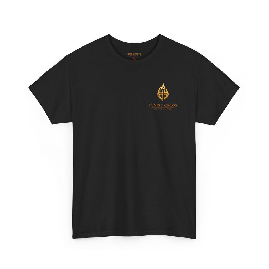 Unisex PRAY Graphic Tee — Back Print Christian T‑Shirt with Small Front Emblem
