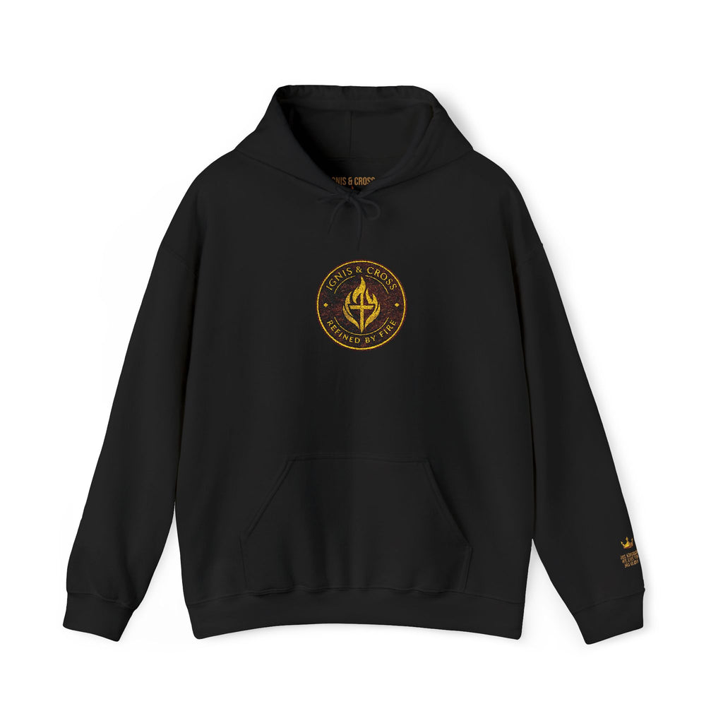 Ember Sigil Hoodie — Golden Mystic Emblem Pullover -  Sleeve Crown "His Kingdom"