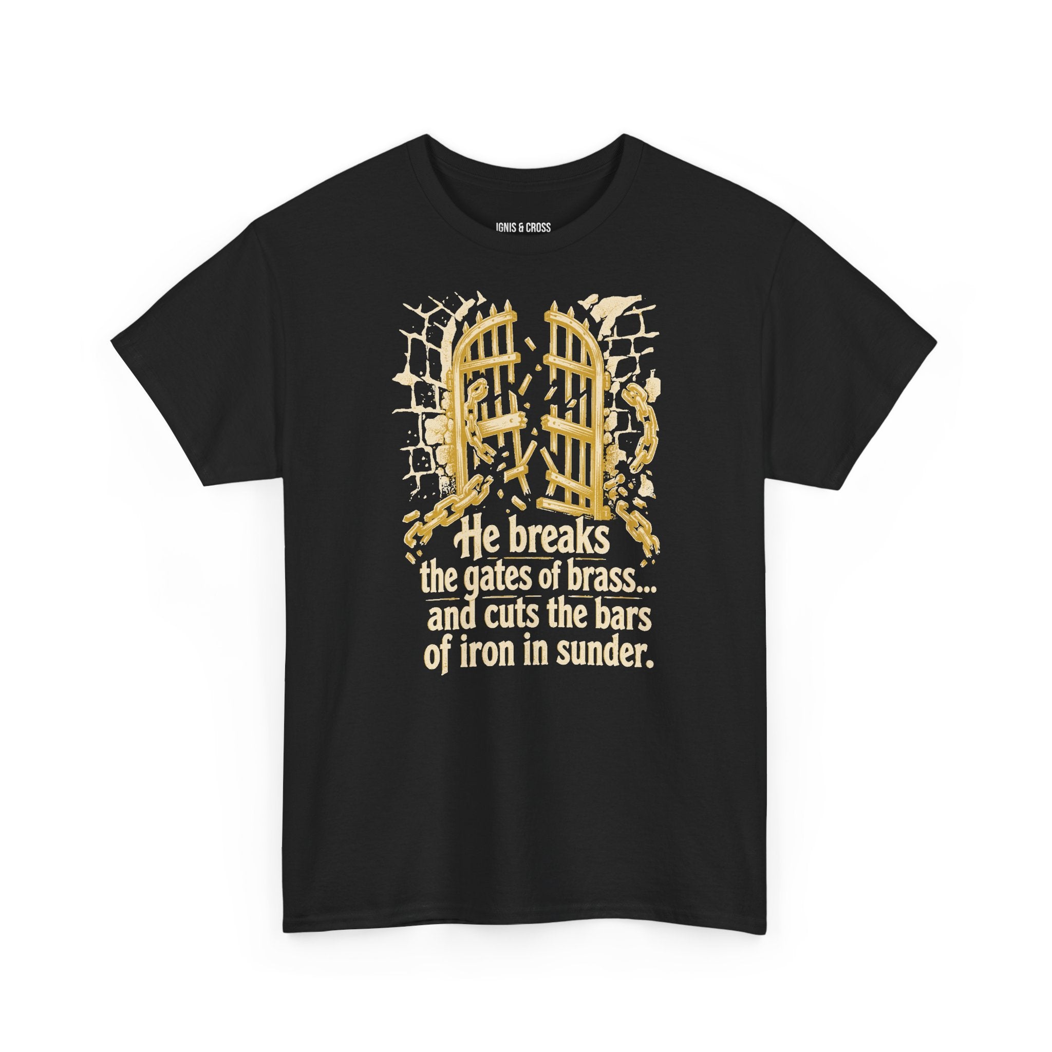 "He Breaks the Gates of Brass" Vintage Scripture T‑Shirt